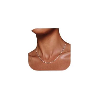 FOCALOOK Snake Chain Necklace, 1/1.2/1.5/2mm 14K Gold Plated Womens Chains | Hypoallergenic Stainless Steel Chain, Non Tarnish Rose Gold/Silver/Black Plated Finish, 14-30" Length for Everyday Layering - color: 1.2mm-Silver, size: 24 Inches