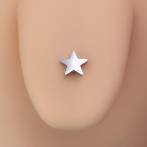 4Pcs 14G Stainless Steel Tongue Rings for Women Simple Heart Star Maple Leaf Tongue Ring Straight Bar Tongue Barbell Hypoallergenic Tongue Piercing Jewelry - style: Star