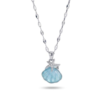 Jean Beau Dainty Pendant Necklaces for Women, Cute Chain Necklace Jewelry Gift - color: Silver Blue
