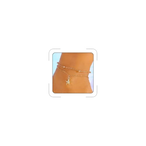 Gold Starfish Seashell Anklets Bracelets for Women Dainty Gold Layered Shell Link Chain Anklets Summer Conch Seashell Foot Bracelet Jewelry for Beach Vacation - color: gold5