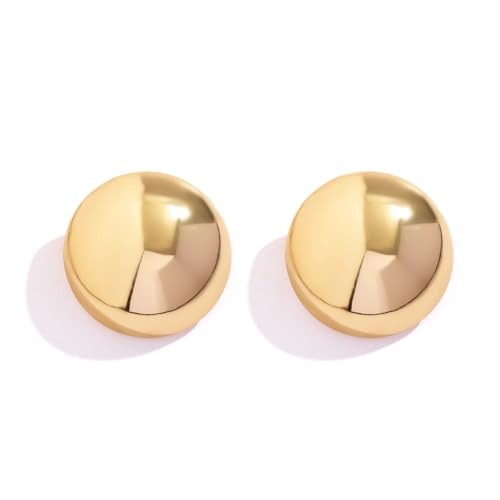 1PR Gold Plated Chunky Stud Earrings Metal Statement Large Earring for Women Irregular Geometric Round Earrings Prom Party Jewelry