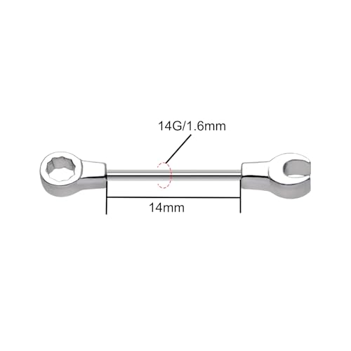 14G Wrench Barbell Nipple Ring 316L Anchor and Rudder Nipple Barbell Screw Nipple Rings Body Piercing Jewelry for Women Men - color: Silver-Wrench