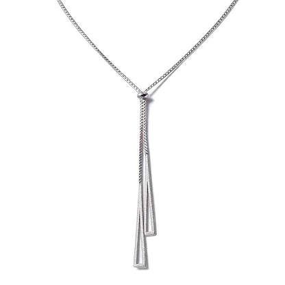 Lariat Gold Necklace for Women, Dainty Long Necklace Gold/Silver Plated Y-Shaped Pendant Necklace, Trendy Drop Necklaces Simple Gold Jewelry Gifts For Women - style: Triangle-Silver