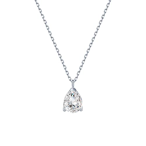 S.Leaf 18K Gold Plated Cubic Zirconia Choker Necklace for Women 925 Sterling Silver Layered Coin Moon Star Heart Circle Crystal Lariat Pendant Necklaces Gifts for Women Trendy - color: Teardrop_Silver