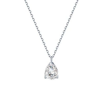 S.Leaf 18K Gold Plated Cubic Zirconia Choker Necklace for Women 925 Sterling Silver Layered Coin Moon Star Heart Circle Crystal Lariat Pendant Necklaces Gifts for Women Trendy - color: Teardrop_Silver