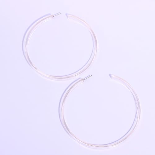 Colorful Big Hoop Earring Acrylic Open Large Hoop Earrings C Shape Trendy Chunky Earrings 80s 90s Retro Lightweight Statement Ear Jewelry Earring For Women - color: 9cm Pink