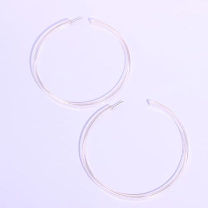 Colorful Big Hoop Earring Acrylic Open Large Hoop Earrings C Shape Trendy Chunky Earrings 80s 90s Retro Lightweight Statement Ear Jewelry Earring For Women - color: 9cm Pink