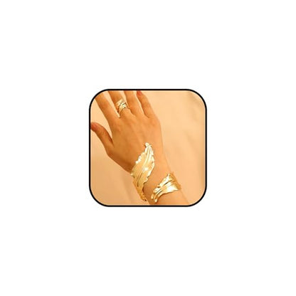 Gold Jewelry Sets for Women Bangle Ring Set Chunky Bangle Bracelet And Ring Statement Jewelry Set for Women - style: Gold-D