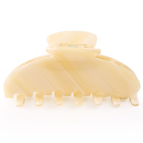 White Claw Clip for Women Large Hair Clips for Thick Hair Nonslip | Nonslip Celluloid Butterfly Jaw Clips, Acetate Claw Clips Strong Hold for Women，Jumbo French Hairclip for Curly Hair - color: Cream Claw Clip