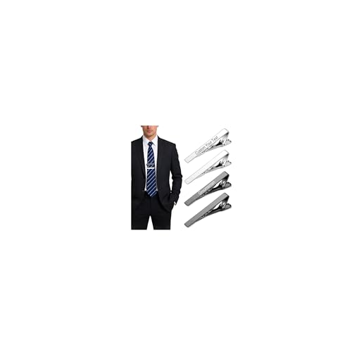 Custom Tie Clips for Men,Personalize Engraved Tie Bar,Stainless Steel Tie Clip for Business, Wedding, Anniversary, Father's Day Gifts,Ideal for Groomsman Best Man Dad Husband Boyfriend - style: 2-Silver +2-Black