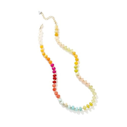 Gemstone Beaded Necklace for Women Colorful Natural Stone Freshwater Pearl Surfer Beach Rainbow Necklace Jewelry Gift - color: colorful -04