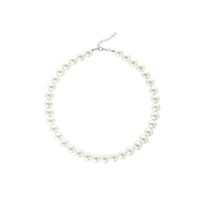Chunky Pearl Choker Necklace - Stackable Statement Wedding Party Jewelry Gift - size: 12mm pearl