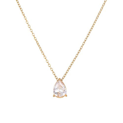 Cubic Zirconia Necklaces for Women 18K Gold Plated Tear drop Necklace Dainty Layered CZ Lariat Diamond Necklace - color: White Teardrop-Gold