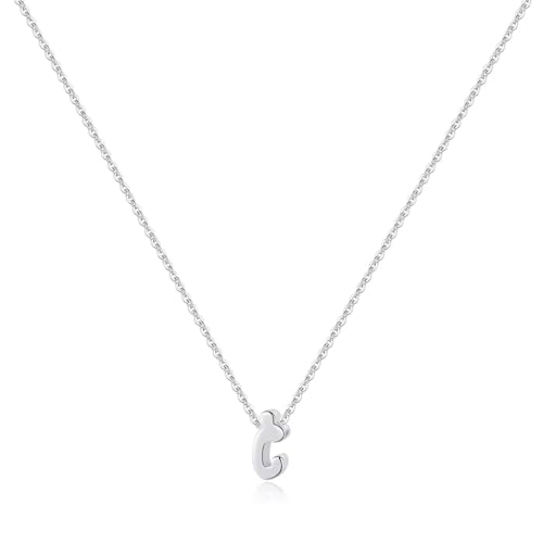 Memorjew 925 Sterling Silver Cursive Initial Necklace, Letter A-Z Necklace | 925 Sterling Silver Necklace, Dainty Letter Cursive Initial Necklaces for Women Trendy Jewelry, Birthday Gifts for Women Her - style: I-Silver