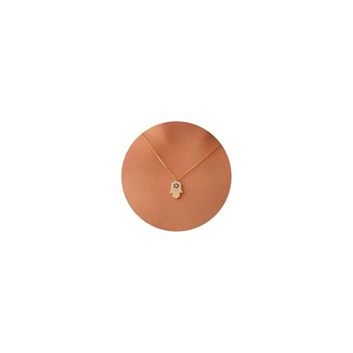 LLWOM Gold Necklace for Women-14k Gold Plated Infinity Necklace Star Of David Necklace Evil Eye Cross Pendants Heart Dainty Gold Necklace For Women - color: Gold-Evil Eye Hand