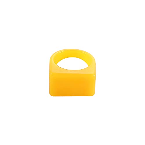 Colorful Transparent Resin Rings Finger Rings,Geometry Rings Set Candy Color Marbling Thumb Rings(Yellow) - color: Yellow