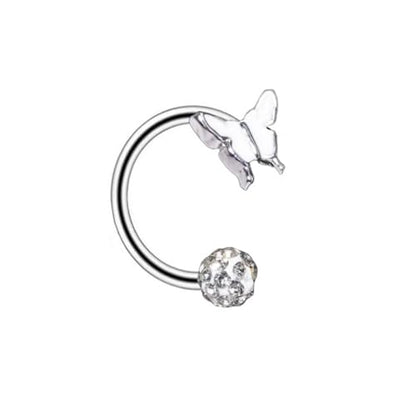 16G Stainless Steel Enamel Butterfly Lip Rings for Women Cute Snake Bite Jewelry White Butterfly Crystal Ball Hoop Lip Rings Tragus Cartilage Helix Daith Earring Body Piercing Jewelry 8/10/12mm - size: 10mm