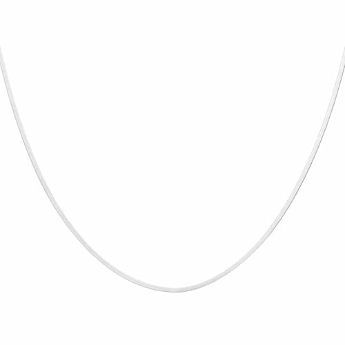 HARFINGTON Herringbone Necklaces Stainless Steel Snake Chain Necklace Adjustable Flat Chain for Jewelry Gift - color: Silver, size: 22" x 0.08"