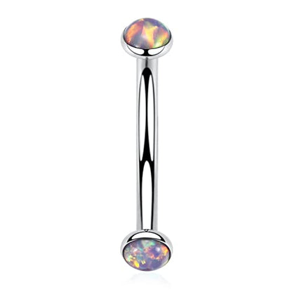 GAGABODY G23 Titanium Eyebrow Piercing Jewelry Curved Barbell Lip Ring | Internal Thread Used in Eyebrow,Belly,Rook 16 Gauge from 6mm to 12mm Lightweight Daily for Woman and Man Sensitive Skin - color: 1Pc-Disc Shape Silver+Purple Opal, size: 16G-6mm