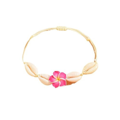 Caiyao Boho Turtle Starfish Shell Evil Eye Beach Ankle Bracelets Necklace Adjustable Summer Ocean Bracelets Jewelry for Women - style: Plumeria