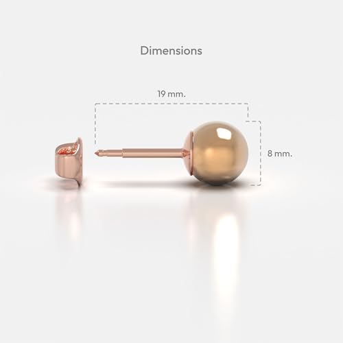 316L Surgical Stainless Steel 6mm Ball Stud Earrings for Women & Men – Hypoallergenic Nickel Free Earrings for Sensitive Ears, 1 Pair - color: Peach Pearl