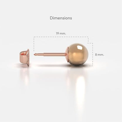 316L Surgical Stainless Steel 6mm Ball Stud Earrings for Women & Men – Hypoallergenic Nickel Free Earrings for Sensitive Ears, 1 Pair - color: Peach Pearl