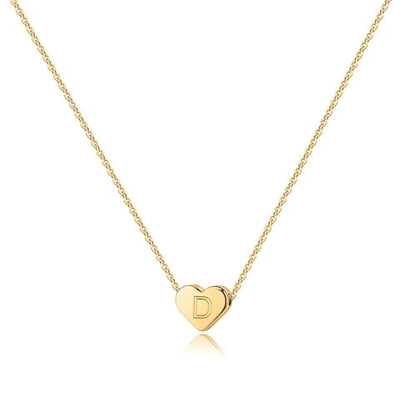 Turandoss Heart Initial Necklaces for Women Girls - 14K Gold Plated Heart Pendant Letter Alphabet Necklace Letter Initial Necklace Gifts for Girls Teens - style: D