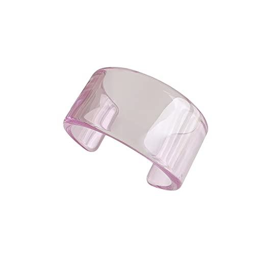 Pingyongchang Colorful Acrylic Resin Geometric Simple Open Bracelet Transparent Wide Cuff Bangle for Women Jewelry Gift - color: Purple