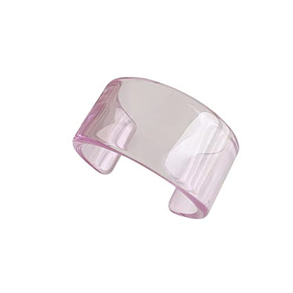 Pingyongchang Colorful Acrylic Resin Geometric Simple Open Bracelet Transparent Wide Cuff Bangle for Women Jewelry Gift - color: Purple