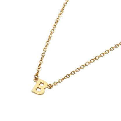 OAK & LUNA Inez Initial Necklace - Gold Plated & Sterling Silver — A-Z Letter Pendant on 15″ + 2″ Adjustable Cable Chain - color: 18K Gold Plated Silver, style: Letter B