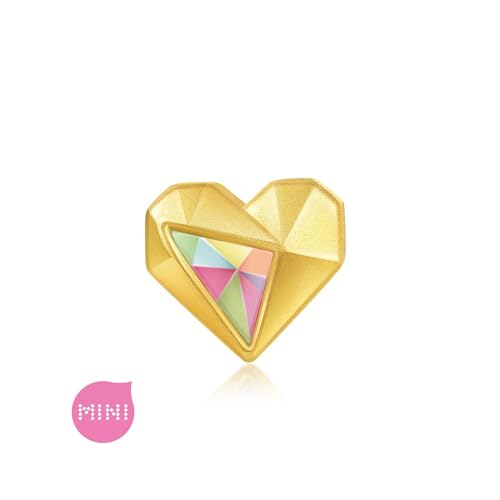 CHOW SANG SANG 999 24K Solid Gold Love Heart Mini Charm Bracelet for Women 91836C - size: 19 CM