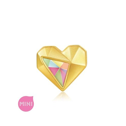 CHOW SANG SANG 999 24K Solid Gold Love Heart Mini Charm Bracelet for Women 91836C - size: 19 CM