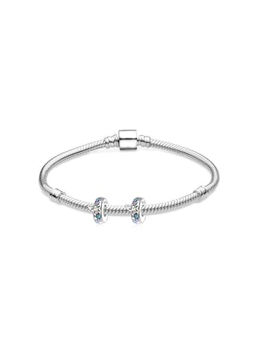 ARTCHARM Clasp Love Safety Chain Charm - Authentic 925 Sterling Silver Heart Beads - Fit European Style Bracelet - color: 2pcs Butterfly Colorful Spacer Stopper