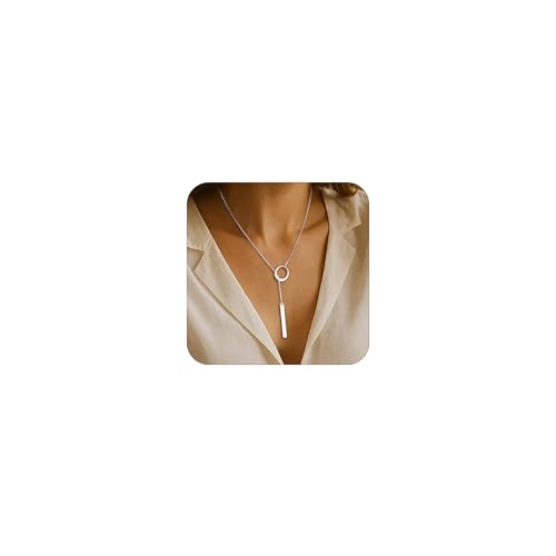 VIROMY Gold Long Y Necklaces for Women Trendy - Dainty Lariat Chain Drop Pendant Necklace for Women Gold Statement Jewelry - color: Y Necklace 01-Silver