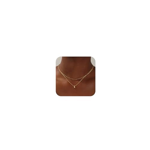 Yoosteel Layered Initial Necklaces for Women Teen Girls Letter A-Z Necklace | 14K Gold/Silver-Plated, Cursive Letter Necklace, Initial Necklace Stack, Birthday Gifts for Women Teen Girls Jewelry - color: Gold, style: H