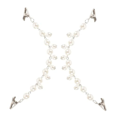 Ipetboom 2pcs Vintage Faux Pearl Sweater Clips Shawl Brooch Pins Cardigan Collar Clips for Women Dress Scarf Cape Accessory