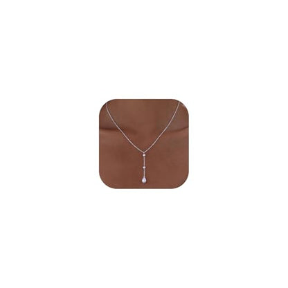 Pearl Necklaces for Women Trendy 14k Gold Plated Cubic Zirconia Pearl Pendant Necklace Valentines Day Wedding Birthday Mother's Day Gifts Dainty Gold Necklace for Women - color: Style 6 - Silver Necklace