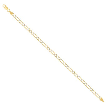 JewelryWeb 925 Sterling Silver Pave Super Flat Figaro Chain Two Tone 4.0mm Anklet Anklet for Women and Men - size: 9 inches