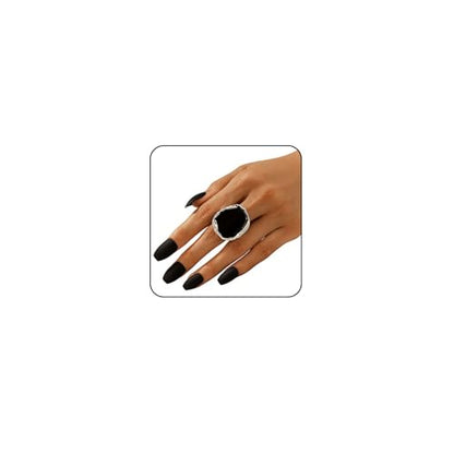 Black Rings for Women Chunky Statement Rings for Women Big Black Stone Ring Large Thick Cocktail Signet Ring Chunky Jewelry - style: 1 - S