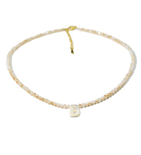 Tanyoyo Initial Necklaces for Women - Trendy Beaded Choker Necklace for Women, Handmade Letter Choker Necklace Jewelry for Women - style: B