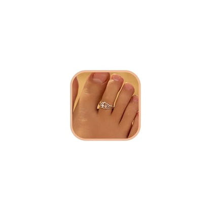 LOVECOM 925 Sterling Silver Lotus Flower Toe Rings for Women | 14K Gold Plated Adjustable Open Heart Toe Ring Flower Toe Ring Summer Beach Foot Birthday Jewelry Gifts for Mom Daughter - color: Silver