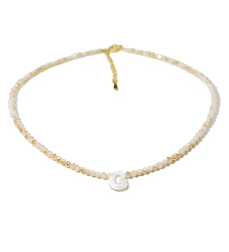 Tanyoyo Initial Necklaces for Women - Trendy Beaded Choker Necklace for Women, Handmade Letter Choker Necklace Jewelry for Women - style: G