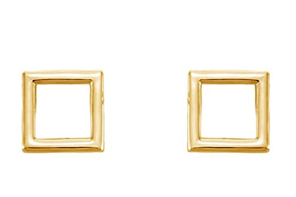 AFFY 14K Gold Plated 925 Sterling Silver Plain Minimalist dainty Stud Earrings Jewelry For Her Women Birthday Gift - color: Square