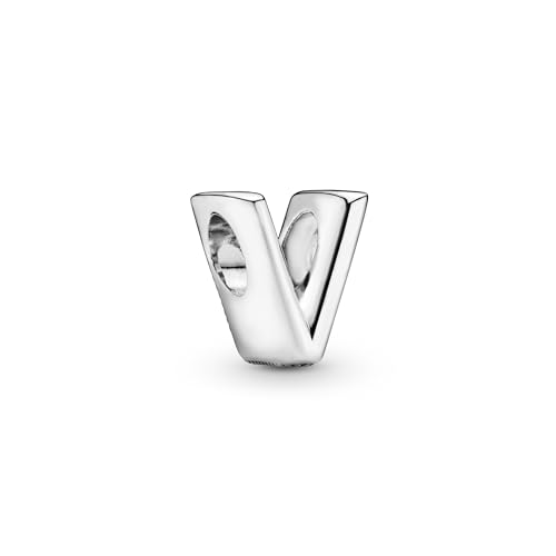 Pandora Alphabet Charm - Compatible Moments - Gift for Her - Made with Sterling Silver - with Gift Box - style: Letter V