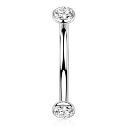 GAGABODY G23 Titanium Eyebrow Piercing Jewelry Curved Barbell Lip Ring | Internal Thread Used in Eyebrow,Belly,Rook 16 Gauge from 6mm to 12mm Lightweight Daily for Woman and Man Sensitive Skin - color: 1Pc-Disc Shape Silver+Clear CZ, size: 16G-8mm