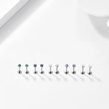 BelezaDosas G23 Titanium Labret Studs Threadless 16G Lip Rook Lobe Tragus Helix Cartilage Push Back Earring Piercing Jewelry - style: 1pair Star AB