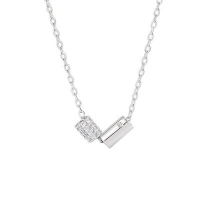 925 Sterling Silver Necklace for Women Trendy, Charming Layered Necklace with Cubic Zirconia Pendant for Her Womens Dainty Diamond Choker Necklaces Holiday Jewelry Gifts for Mom Wife Daughter Lover - color: CZ Necklace-silver05