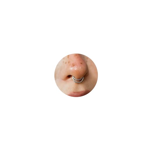 16G Septum Ring Hinged Septum Clicker Nose Ring Septum Piercing Jewelry - color: Circle-silver, size: 10mm