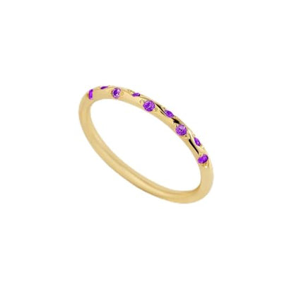 Mint & Lily Constellation Birthstone Ring | 18K Gold Plated Stainless Steel w/ Cubic Zirconia, Zodiac Star Ring, Tarnish-Resistant, Birthday Jewelry Gift for Her - color: February Amethyst, size: 8
