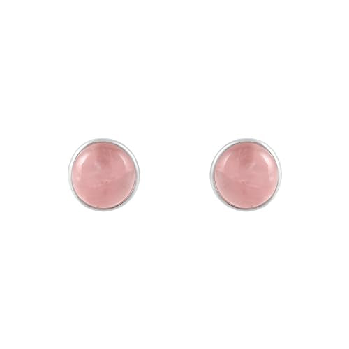 5 MM Natural Gemstone 925 Sterling Silver Hypoallergenic Studs Earrings Jewelry for Women Dainty Trendy Antiqued Silver Birthstone Earrings Jewelry Gifts for Women and Her - color: Rose Quartz
